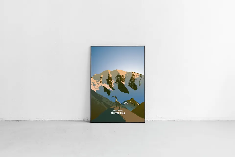 Pontresina: Plakat Variante A mit rötlichem stein