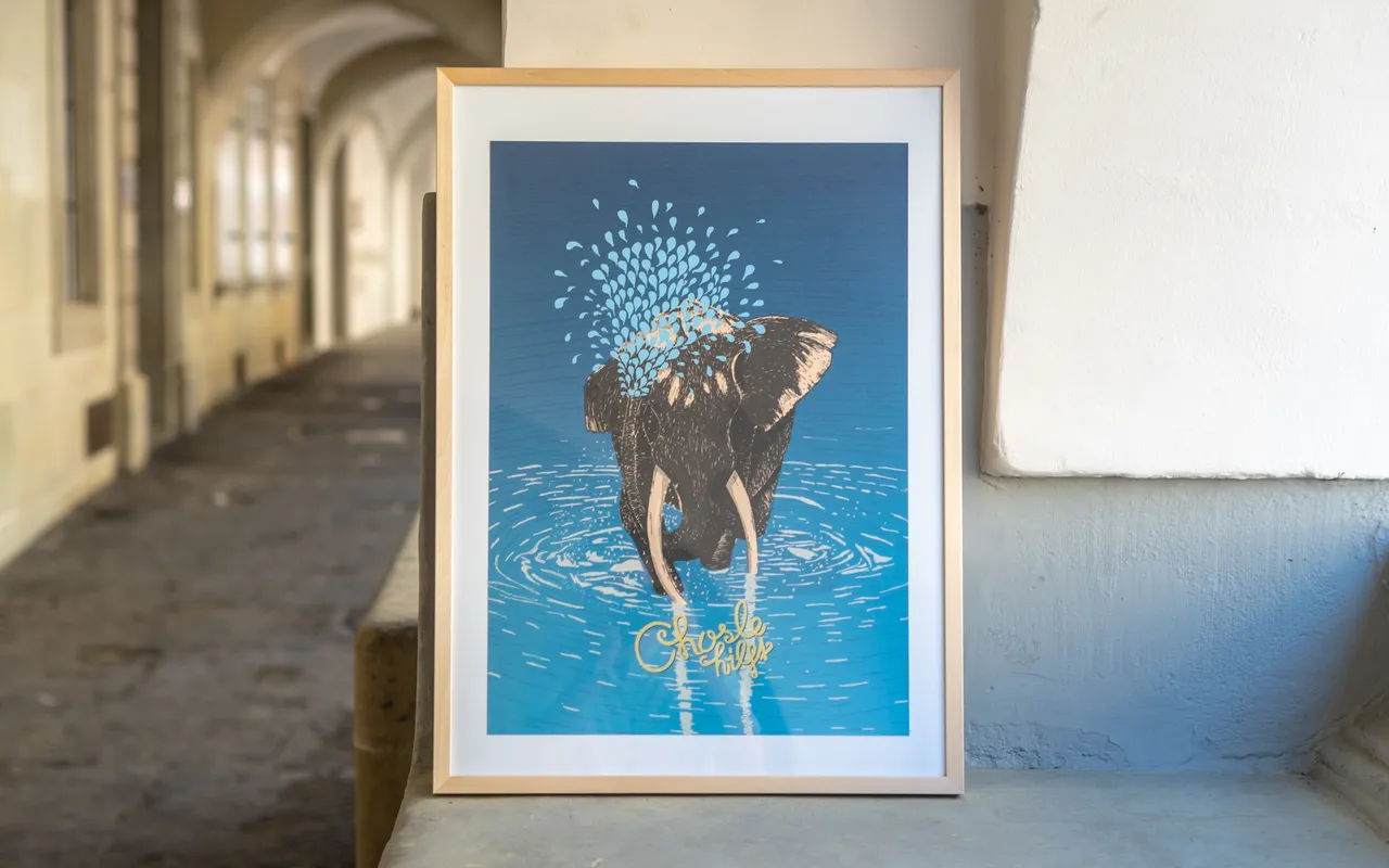 Poster, Wasser Elefant