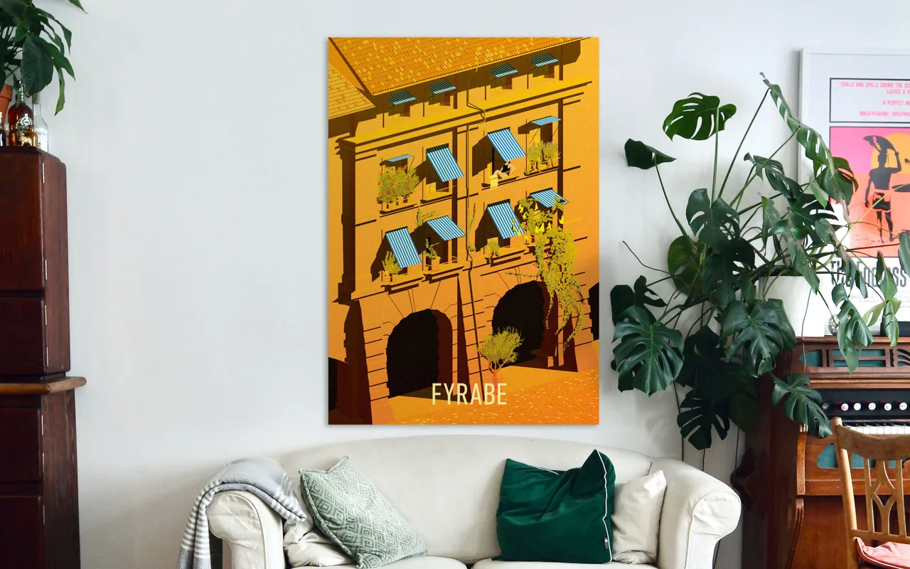 Plakat, F4 fyrabe aufgezogen