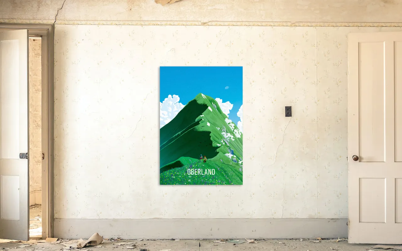 Plakat, Berner Oberland, Wandern, F4 Aufgezogen