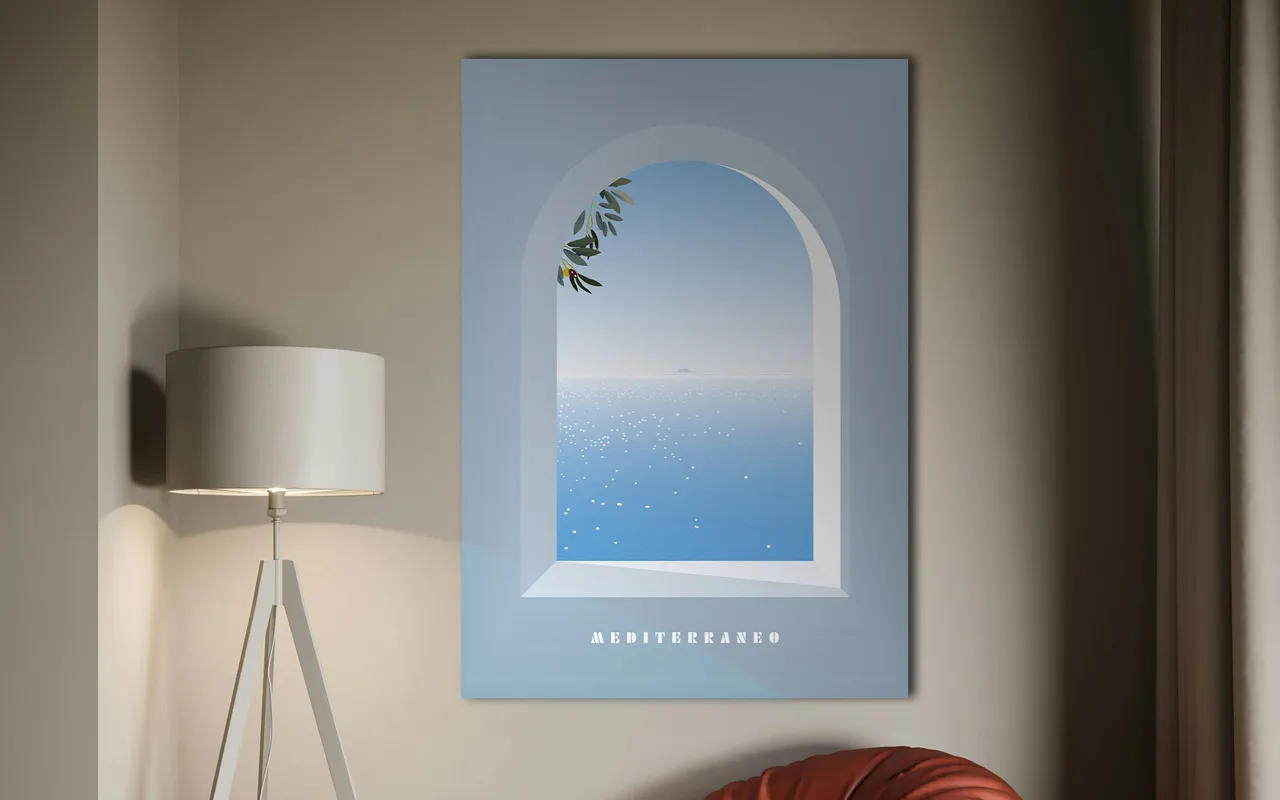 Poster, Shop f4 mediterraneo aufgezogen