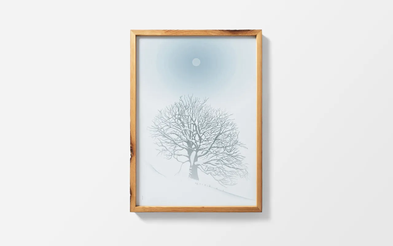 Poster, Winter Tree in Whiteout, A1