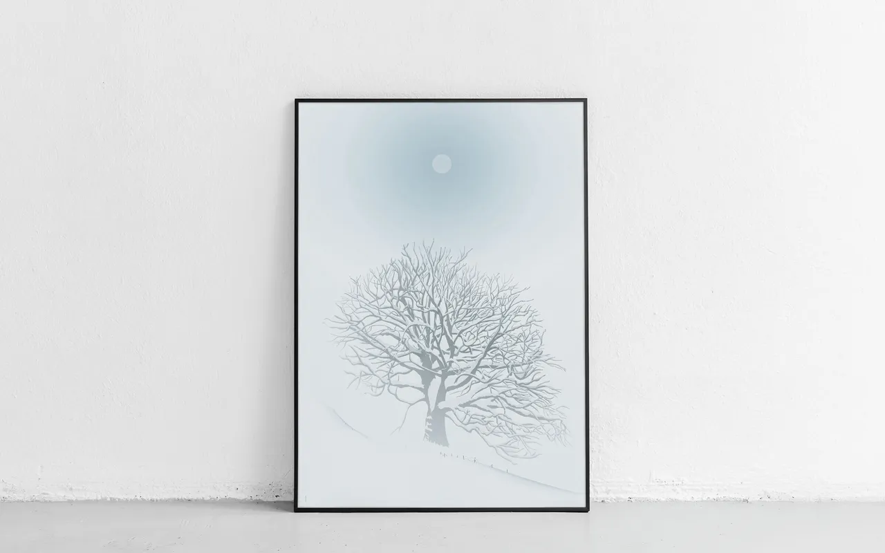 Poster, Winter Tree in Whiteout, A1