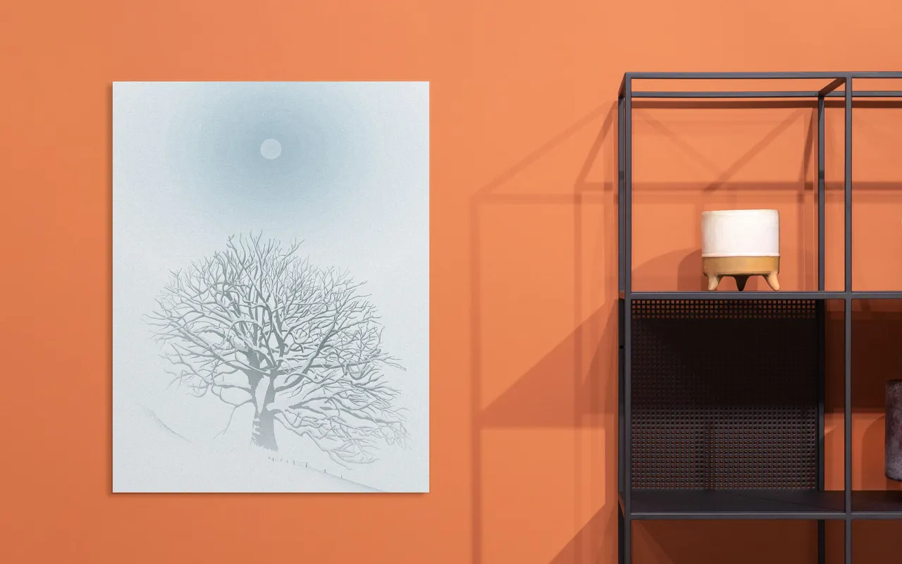 Poster, Tree in the Winter in Bernese Oberland, F4 Mounted