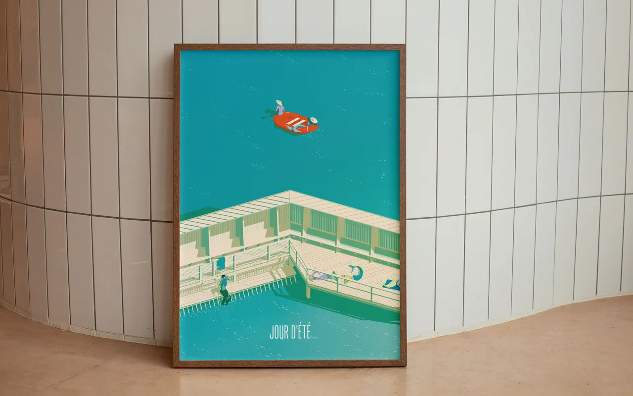 Plakat, Aareschwimmen im Marzilibad Bern