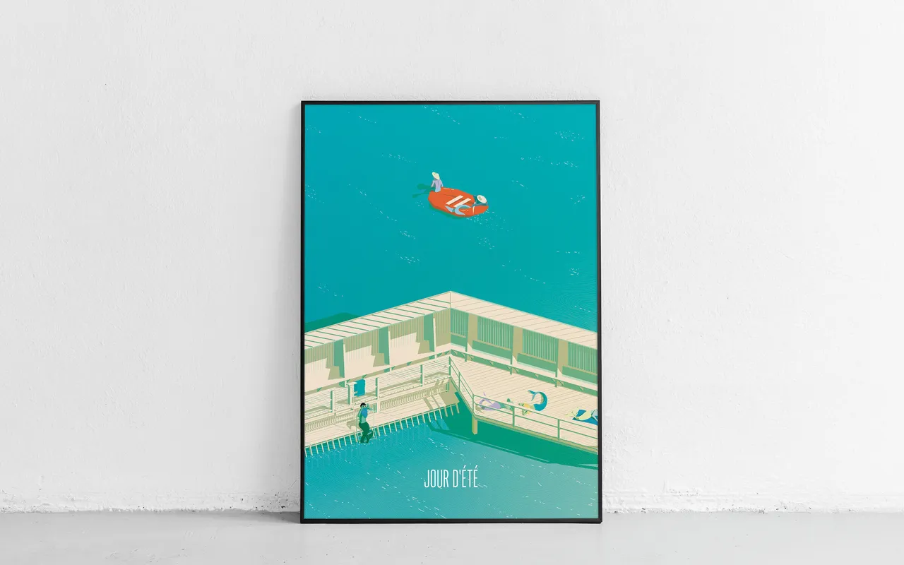 Plakat, Marzilibad, Bern. Travelposter