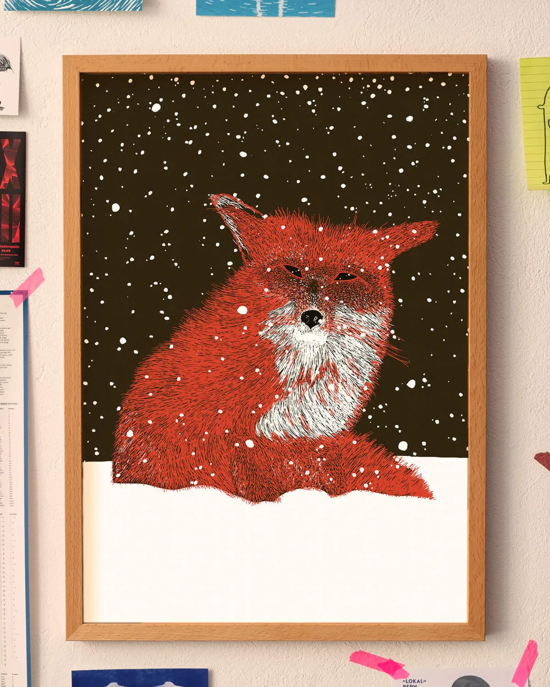 Plakat, Der fuchs im Schnee