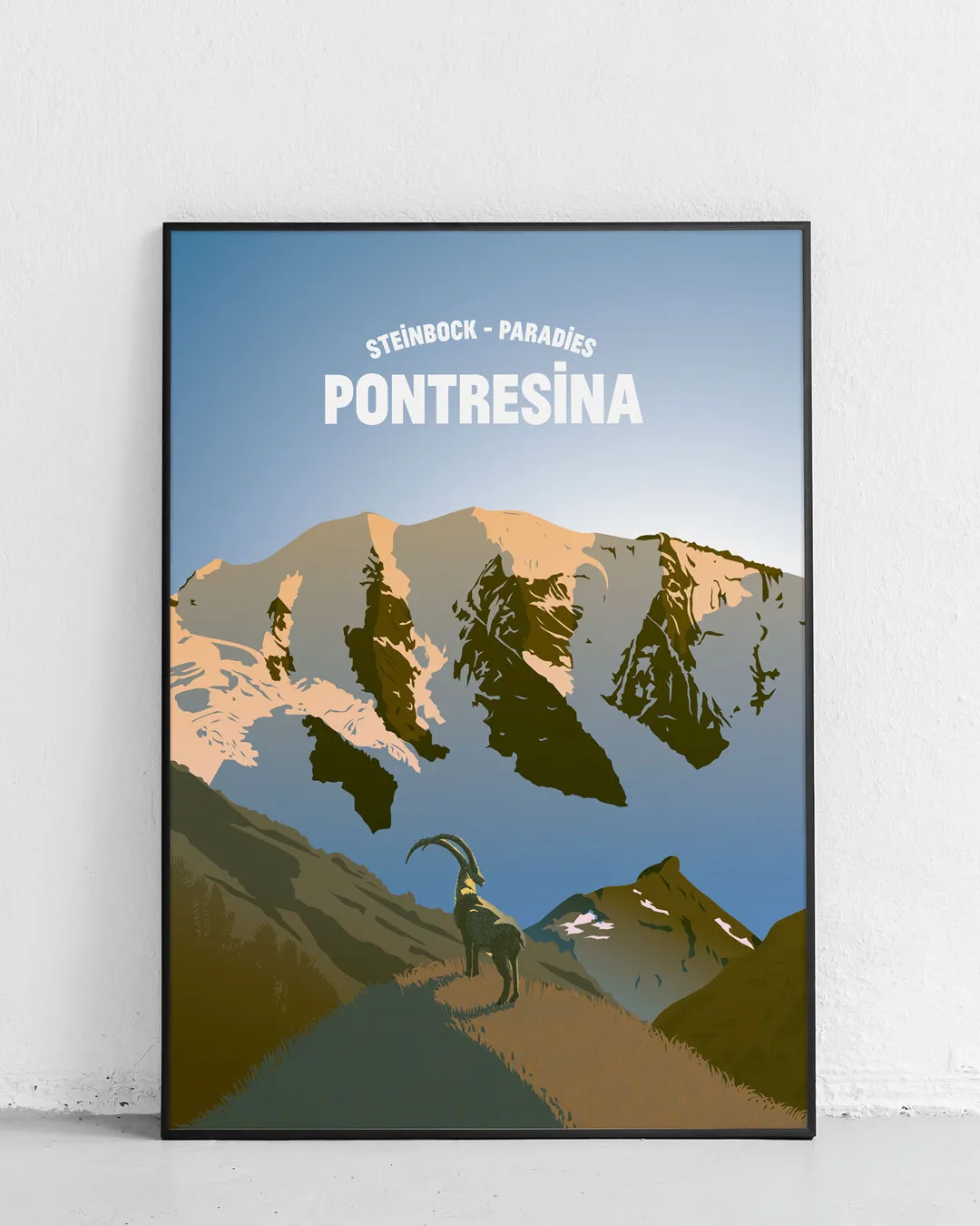 Plakat, Pontresina Steinbock Ferien